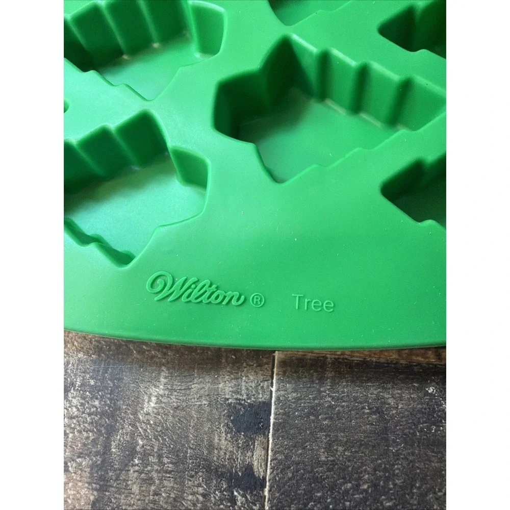Lot of 2 Wilton Christmas Tree Silicone Molds Green Holiday Baking Candy Molds